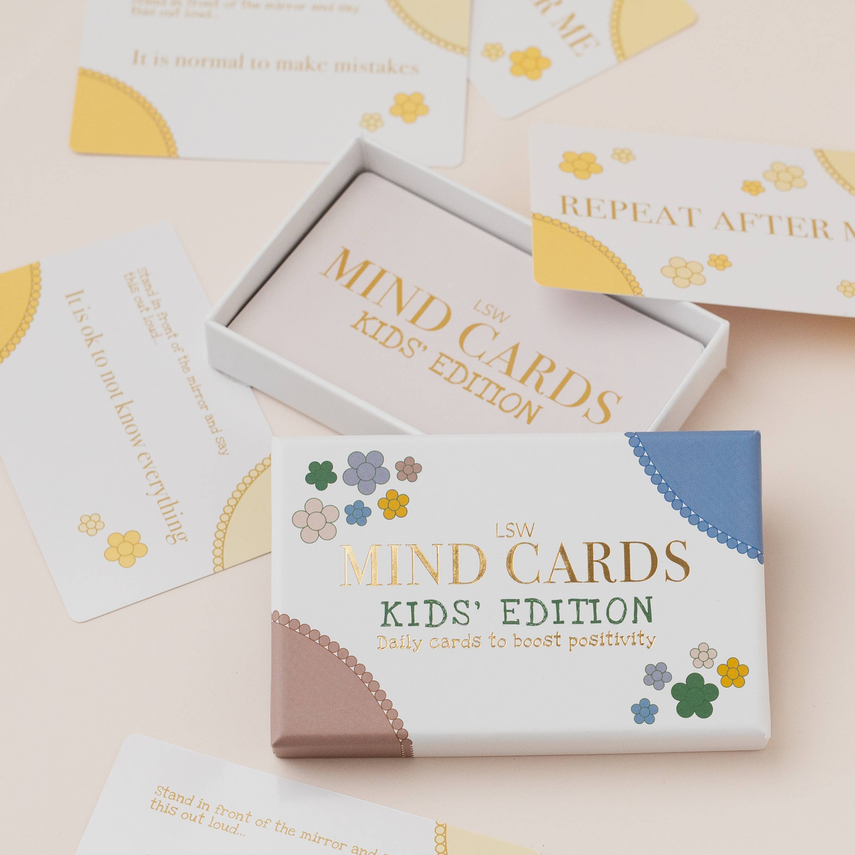 LSW Mind Cards Kids' Edition packaging on a light background