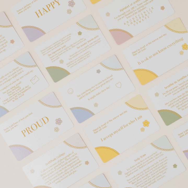 Grid of motivational cards with inspirational quotes and colorful half-circle designs.