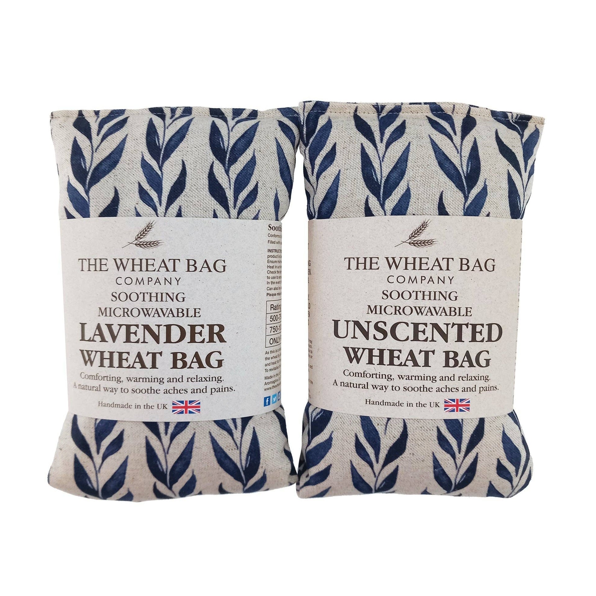 Navy Leaf Linen/Cotton Wheat Bag