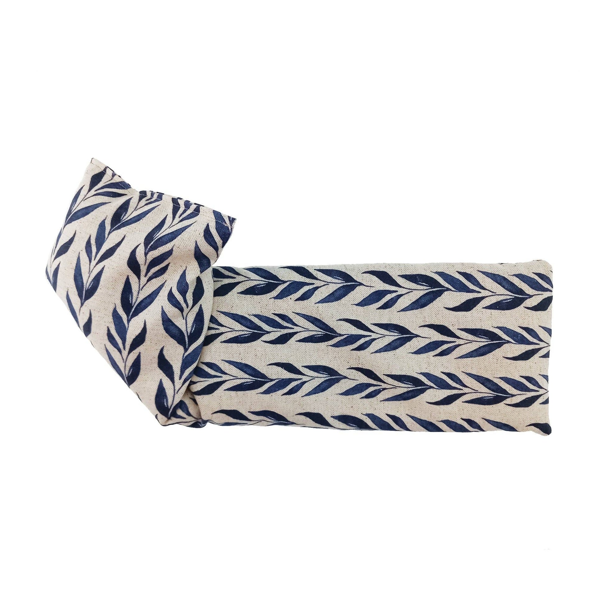 Navy Leaf Linen/Cotton Wheat Bag