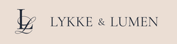 Logo and name 'LYKKE & LUMEN' on a beige background