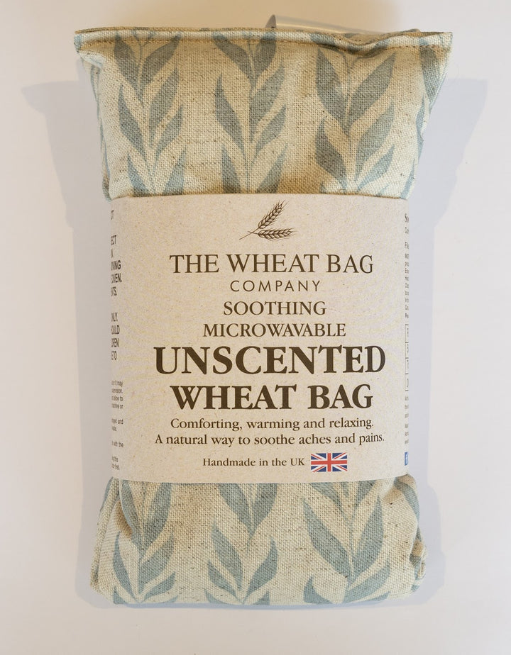 Unscented wheat bag with leaf pattern on white background