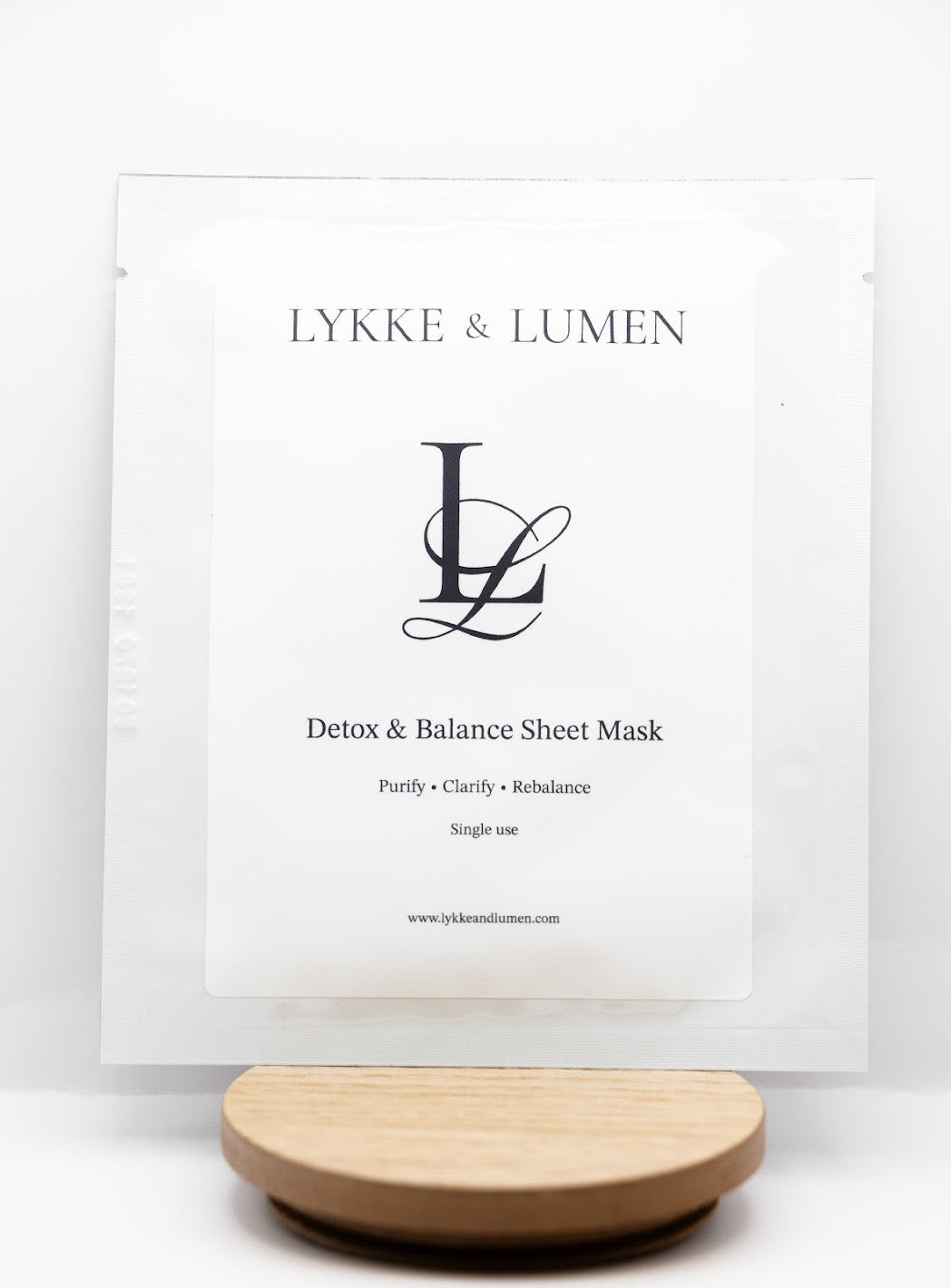 Lykke & Lumen Detox & Balance Sheet Mask on a white background